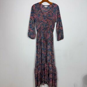 Anthropologie Paisley Maxi Dress - Pink and Blue
